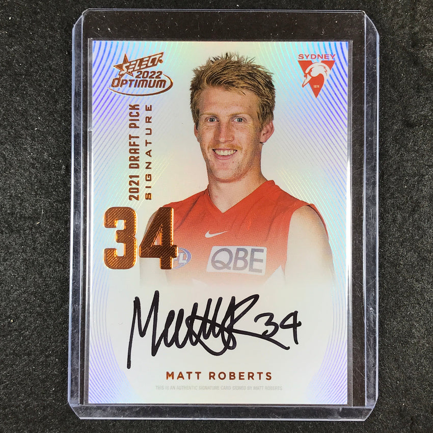 2022 Select AFL Optimum MATT ROBERTS 2021 Draft Pick Signature Copper 155/170