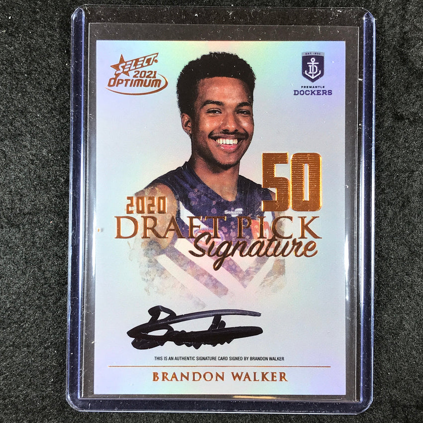 2021 Select AFL Optimum BRANDON WALKER 2020 Draft Pick Signature Copper 46/170