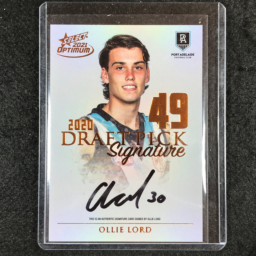 2021 Select AFL Optimum OLLIE LORD 2020 Draft Pick Signature Copper 125/170 #49