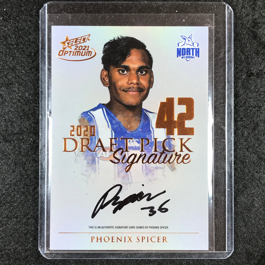 2021 Select AFL Optimum PHOENIX SPICER 2020 Draft Pick Signature Copper 168/170