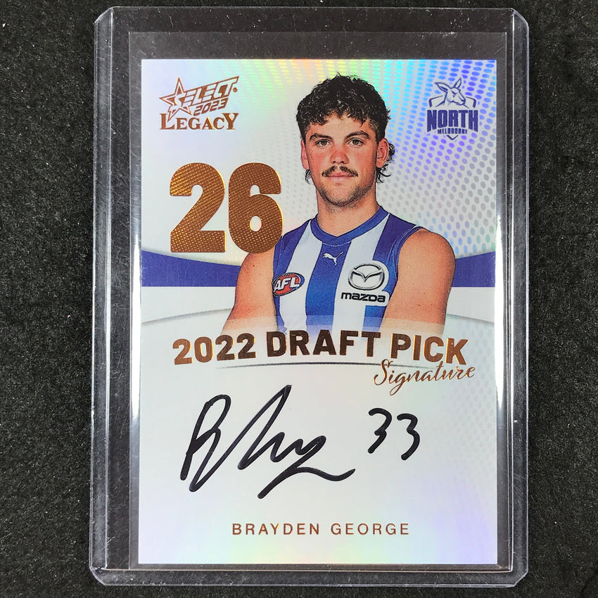 2023 Select AFL Legacy BRAYDEN GEORGE 2022 Draft Pick Signature Copper 148/175