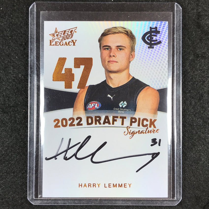2023 Select AFL Legacy HARRY LEMMEY 2022 Draft Pick Signature Copper 154/175 #47