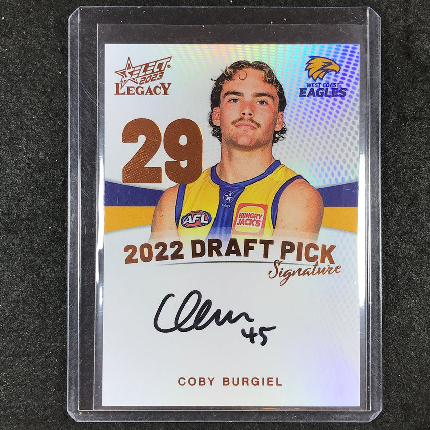 2023 Select AFL Legacy COBY BURGIEL 2022 Draft Pick Signature Copper 72/175 #29