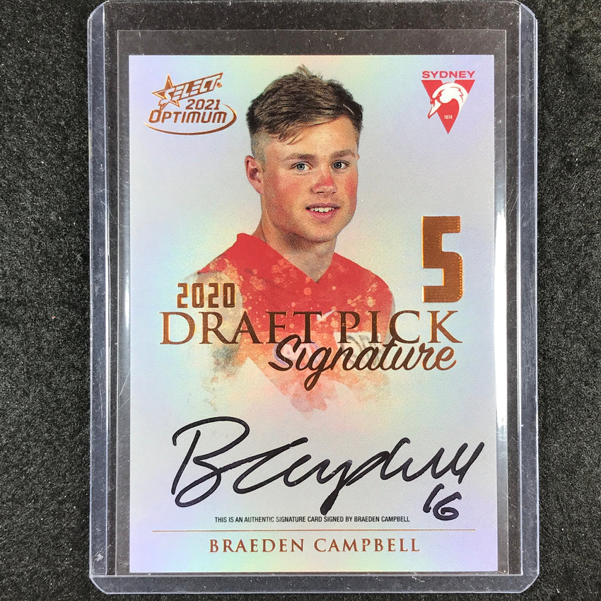 2021 Select AFL Optimum BRAEDEN CAMPBELL Draft Pick Signature Copper 150/170