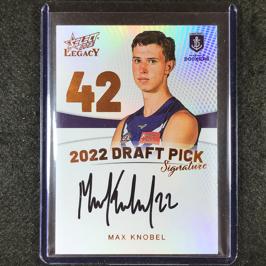 2023 Select AFL Legacy MAX KNOBEL 2022 Draft Pick Signature Auto Copper 9/175