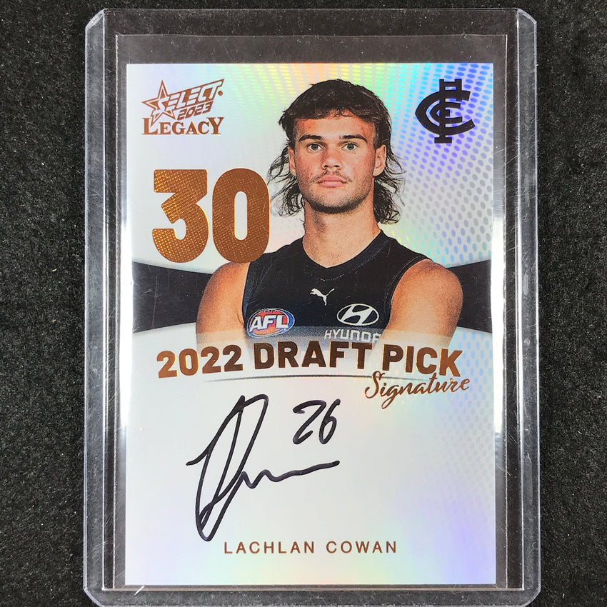 2023 Select AFL Legacy LACHLAN COWAN 2022 Draft Pick Signature Copper 158/175
