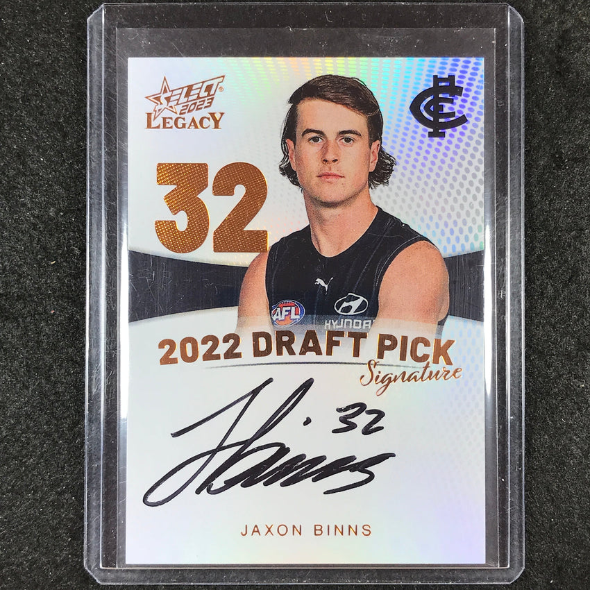 2023 Select AFL Legacy JAXON BINNS 2022 Draft Pick Signature Copper 143/175 #32