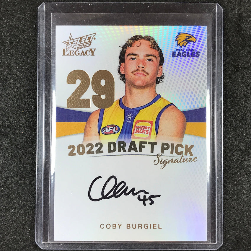 2023 Select AFL Legacy COBY BURGIEL 2022 Draft Pick Signature Auto Gold 40/90