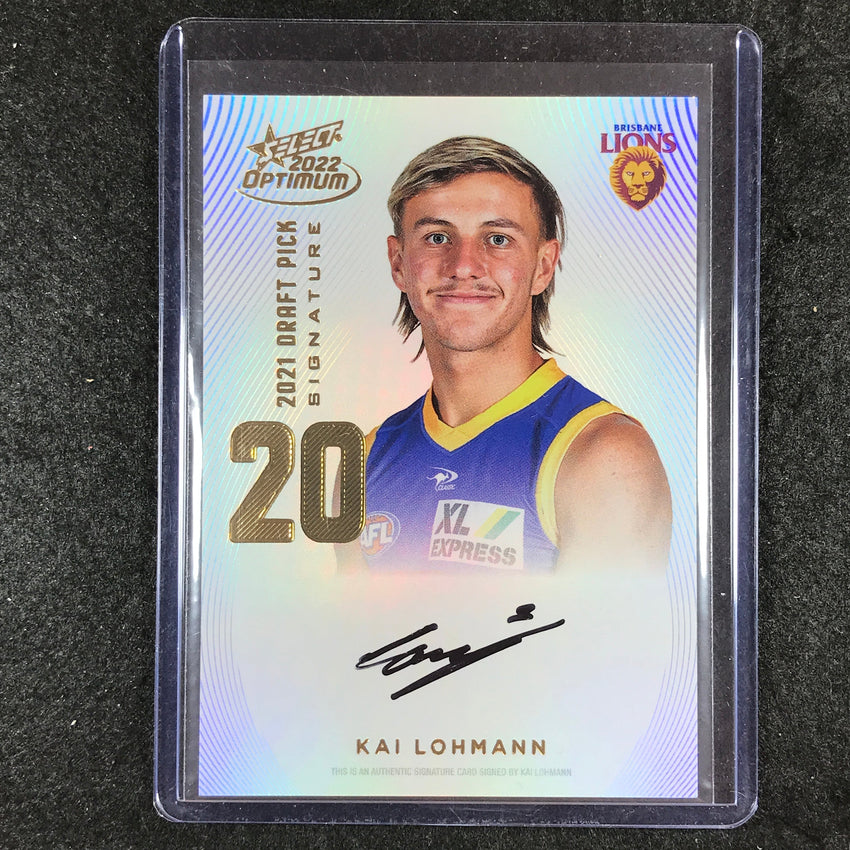 2022 Select AFL Optimum KAI LOHMANN 2021 Draft Pick Signature Auto Gold 70/85