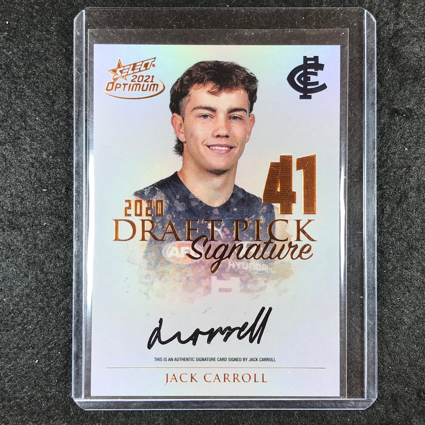 2021 Select AFL Optimum JACK CARROLL 2020 Draft Pick Signature Copper 67/170 #41