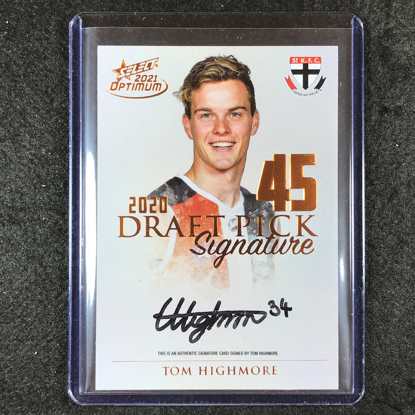 2021 Select AFL Optimum TOM HIGHMORE 2020 Draft Pick Signature Copper 7/170 #45