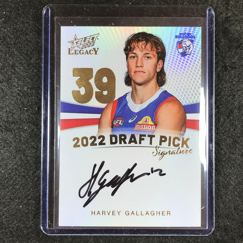 2023 Select AFL Legacy HARVEY GALLAGHER 2022 Draft Pick Signature Gold 24/90 #39