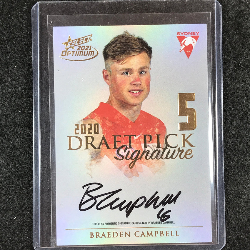 2021 Select AFL Optimum BRAEDEN CAMPBELL 2020 Draft Pick Signature Gold 44/85 #5