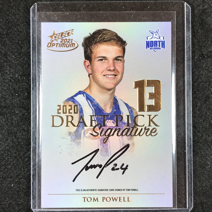 2021 Select AFL Optimum TOM POWELL 2020 Draft Pick Signature Gold 72/85 #13