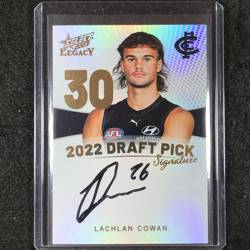 2023 Select AFL Legacy LACHLAN COWAN 2022 Draft Pick Signature Gold 12/90 #30