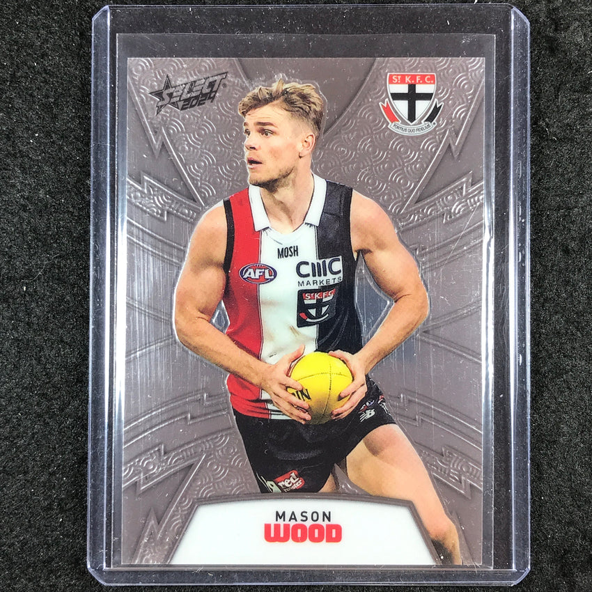 2024 Select AFL Footy Stars MASON WOOD Luminous Thunderbolt Refractor 7/299 #150