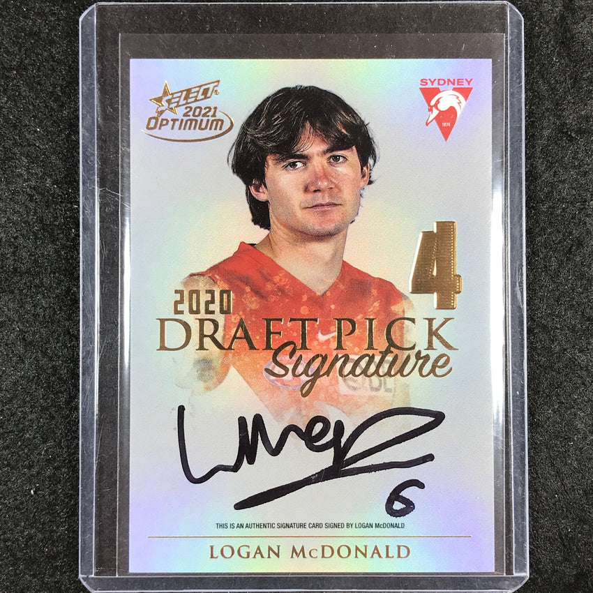 2021 Select AFL Optimum LOGAN MCDONALD 2020 Draft Pick Signature Gold 35/85 #4