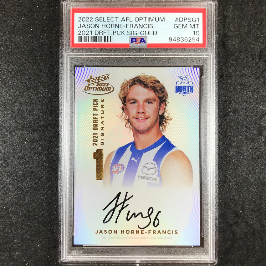 2022 Select AFL Optimum JASON HORNE-FRANCIS Draft Pick Signature 79/85 PSA 10