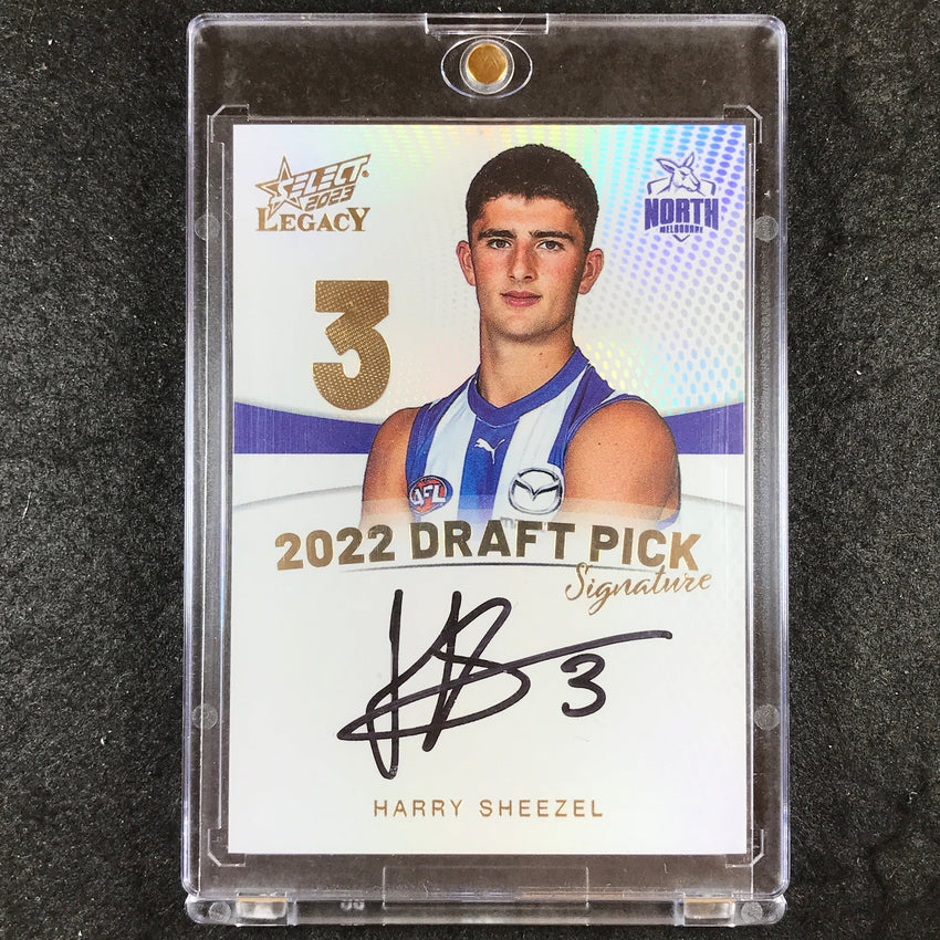 2023 Select AFL Legacy HARRY SHEEZEL 2022 Draft Pick Signature Auto Gold 10/90