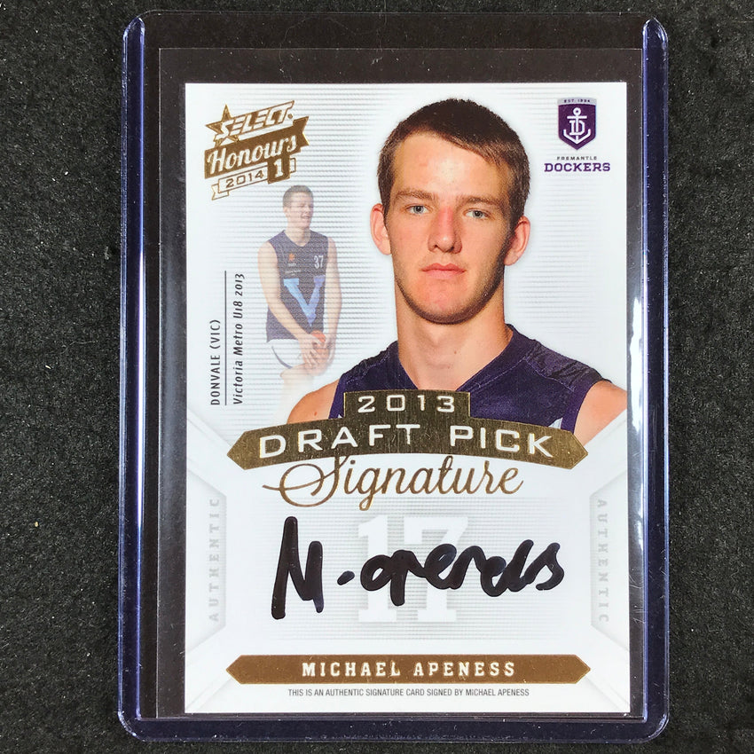 2014 Select AFL Honours MICHAEL APENESS 2013 Draft Pick Signature 005/400 #DPS14