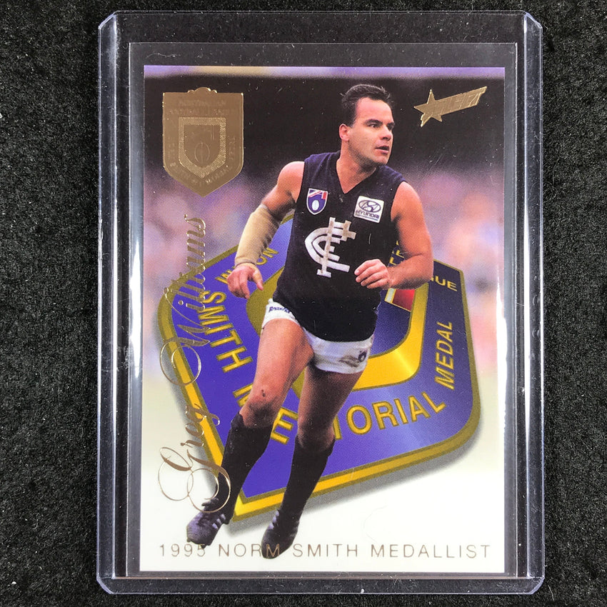 1996 Select AFL Series 1 GREG WILLIAMS Medal Card - Norm Smith Medallist MC3