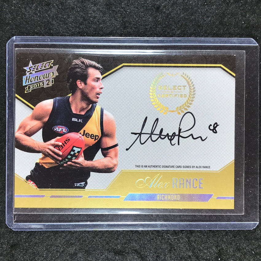 2015 Select AFL Honours 2 ALEX RANCE Select Certified Signature 003/400