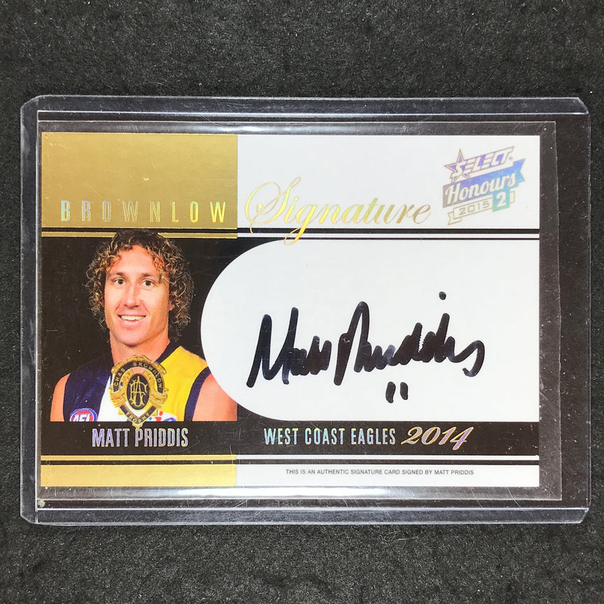 2015 Select AFL Honours 2 MATT PRIDDIS Brownlow Signature 169/200