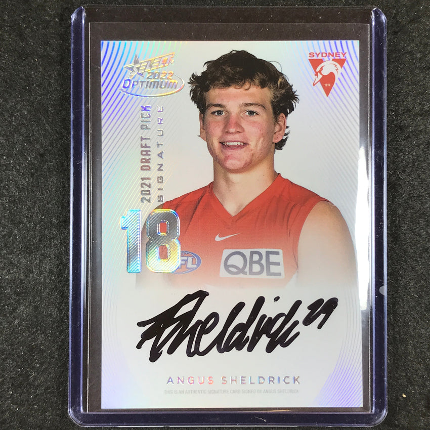 2022 Select AFL Optimum ANGUS SHELDRICK Draft Pick Signature Platinum 29/40