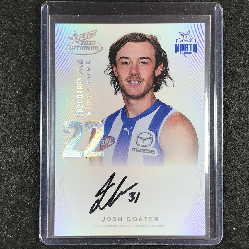2022 Select AFL Optimum JOSH GOATER Draft Pick Signature Platinum 06/40
