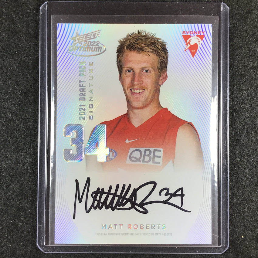 2022 Select AFL Optimum MATT ROBERTS Draft Pick Signature Platinum 37/40