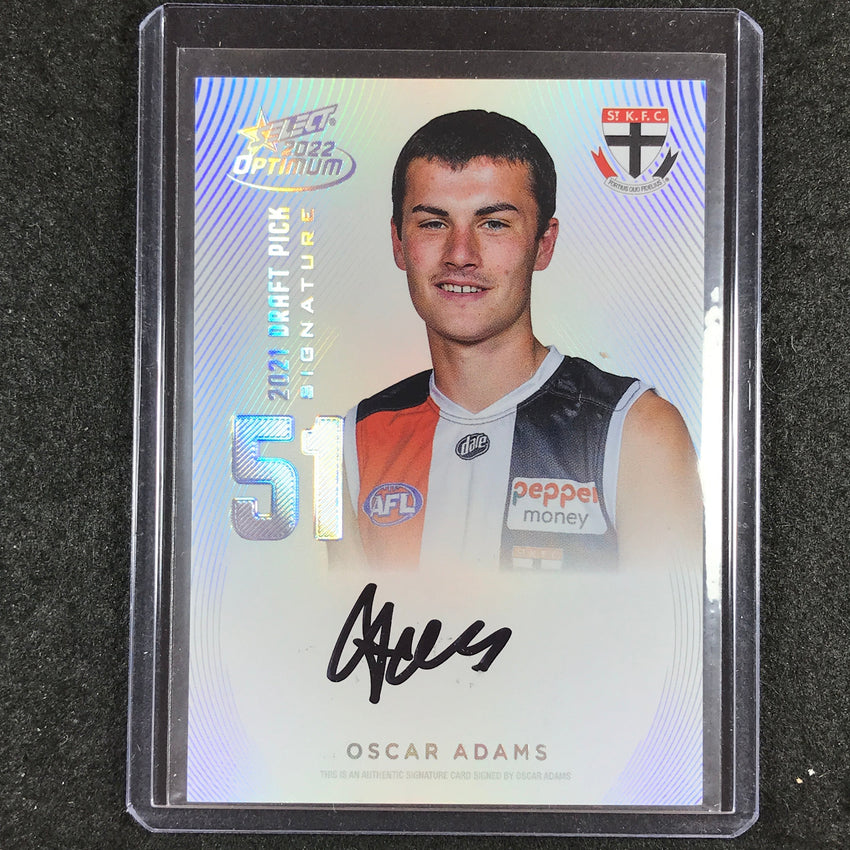 2022 Select AFL Optimum OSCAR ADAMS Draft Pick Signature Platinum 13/40