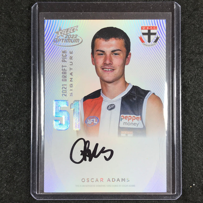 2022 Select AFL Optimum OSCAR ADAMS Draft Pick Signature Platinum 14/40