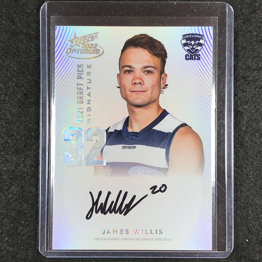 2022 Select AFL Optimum JAMES WILLIS Draft Pick Signature Platinum 04/40