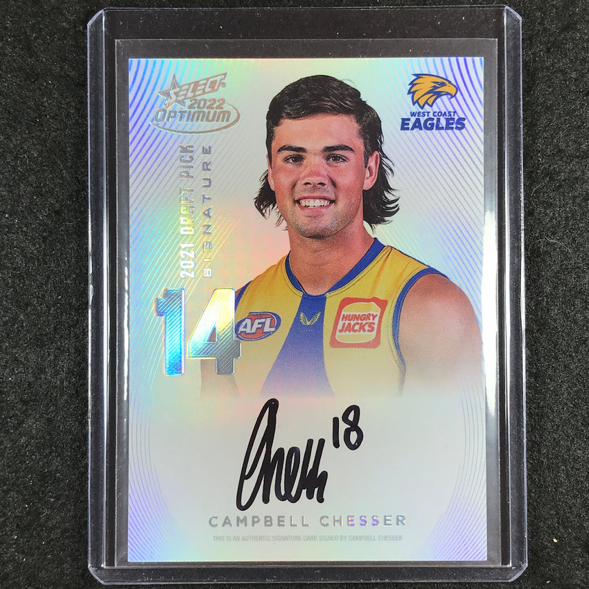 2022 Select AFL Optimum CAMPBELL CHESSER Draft Pick Signature Platinum 13/40