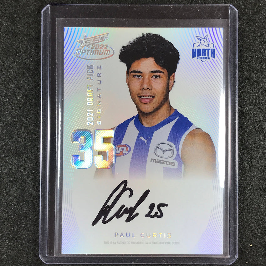 2022 Select AFL Optimum PAUL CURTIS Draft Pick Signature Platinum 37/40