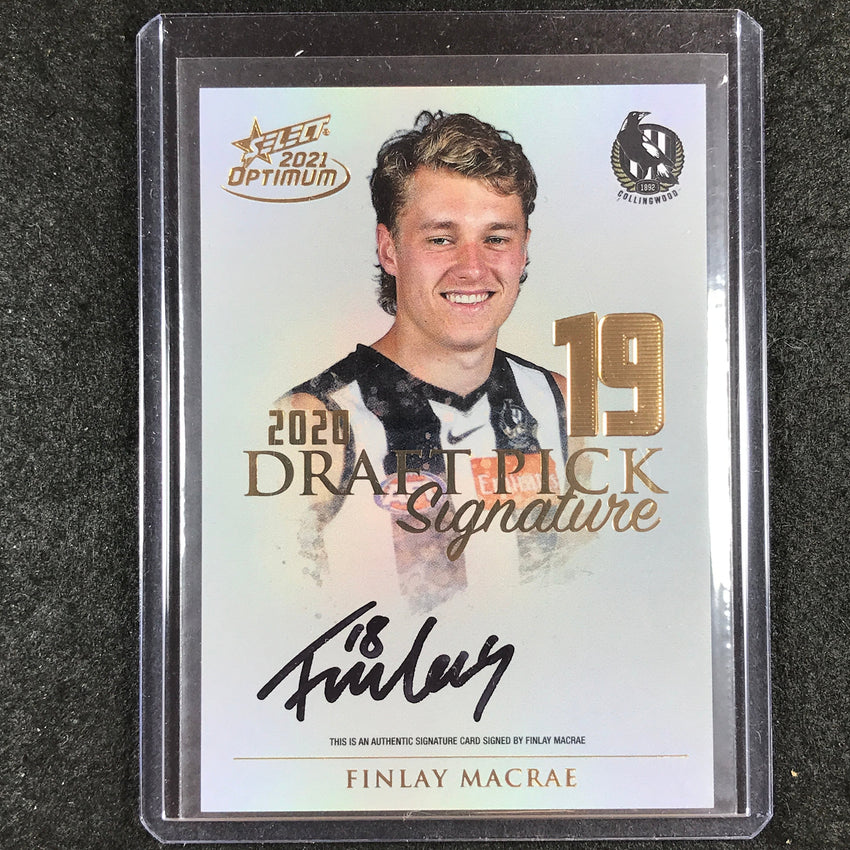 2021 Select AFL Optimum FINLAY MACRAE Draft Pick Signature Gold 32/85