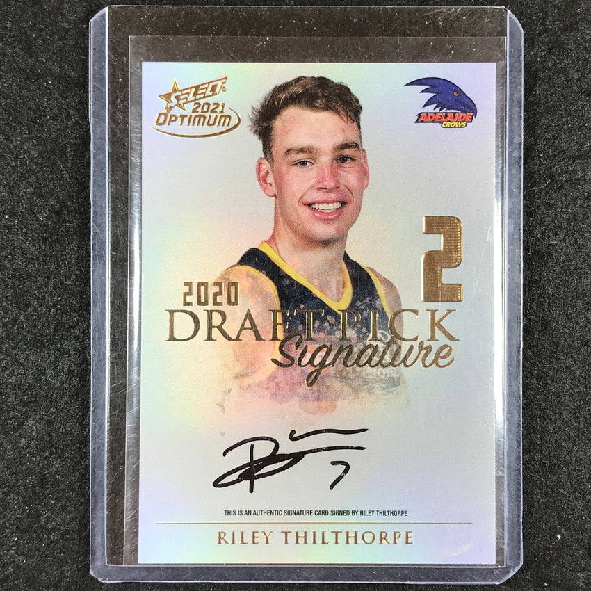 2021 Select AFL Optimum RILEY THILTHORPE Draft Pick Signature Gold 29/85