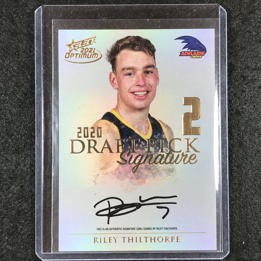 2021 Select AFL Optimum RILEY THILTHORPE Draft Pick Signature Gold 46/85
