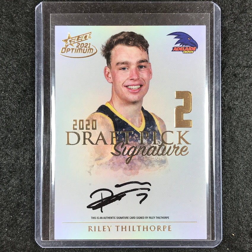 2021 Select AFL Optimum RILEY THILTHORPE Draft Pick Signature Gold 37/85