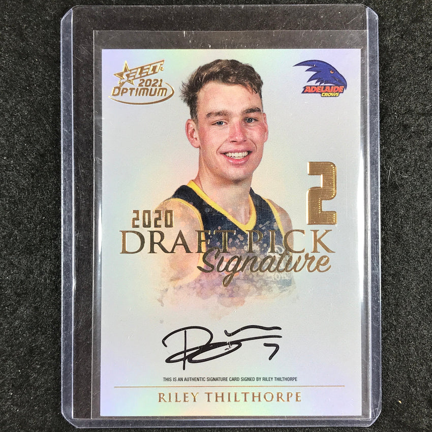2021 Select AFL Optimum RILEY THILTHORPE Draft Pick Signature Gold 40/85