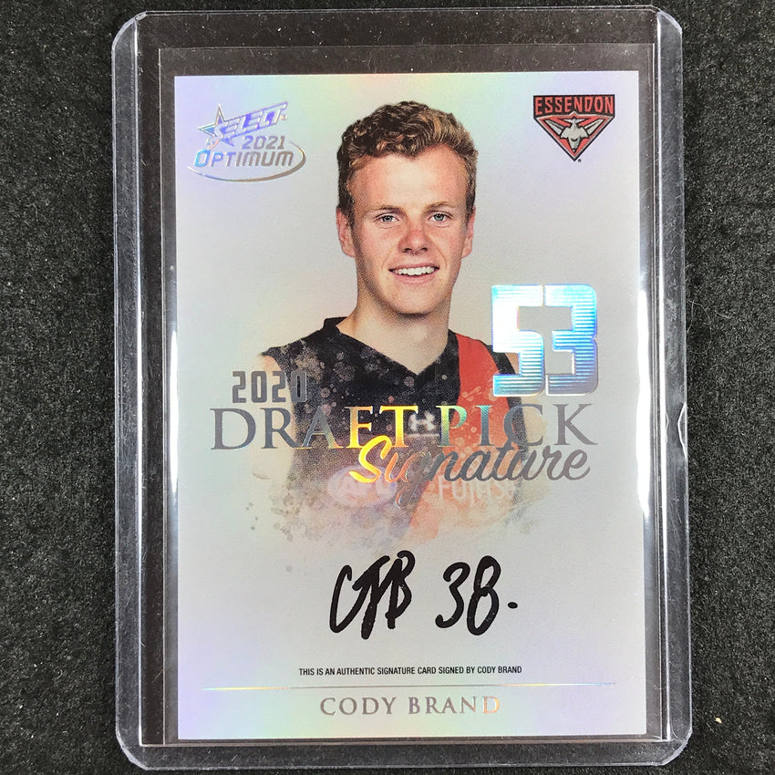 2021 Select AFL Optimum CODY BRAND Draft Pick Signature Platinum 07/40