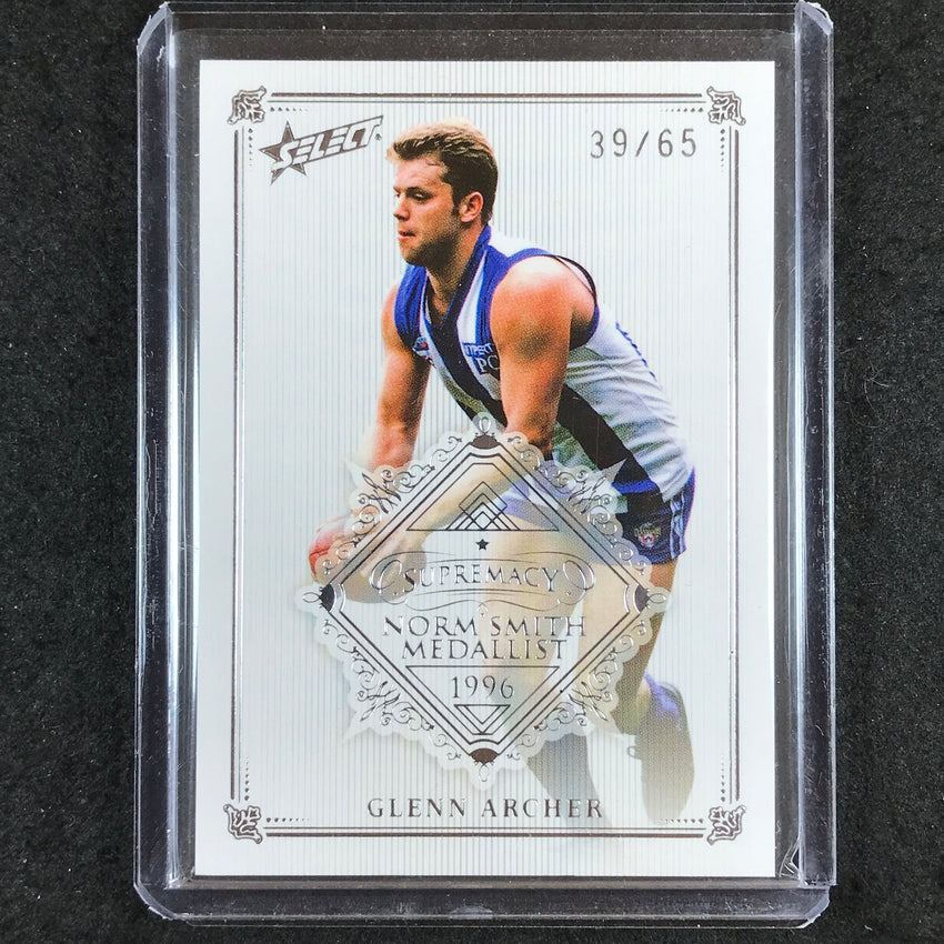 2019 Select AFL Supremacy GLENN ARCHER Norm Smith Medallist 39/65