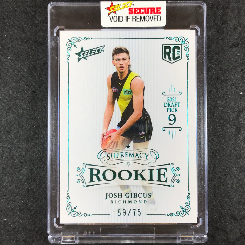 2022 Select AFL Supremacy Rookies JOSH GIBCUS Platinum Blue 59/75