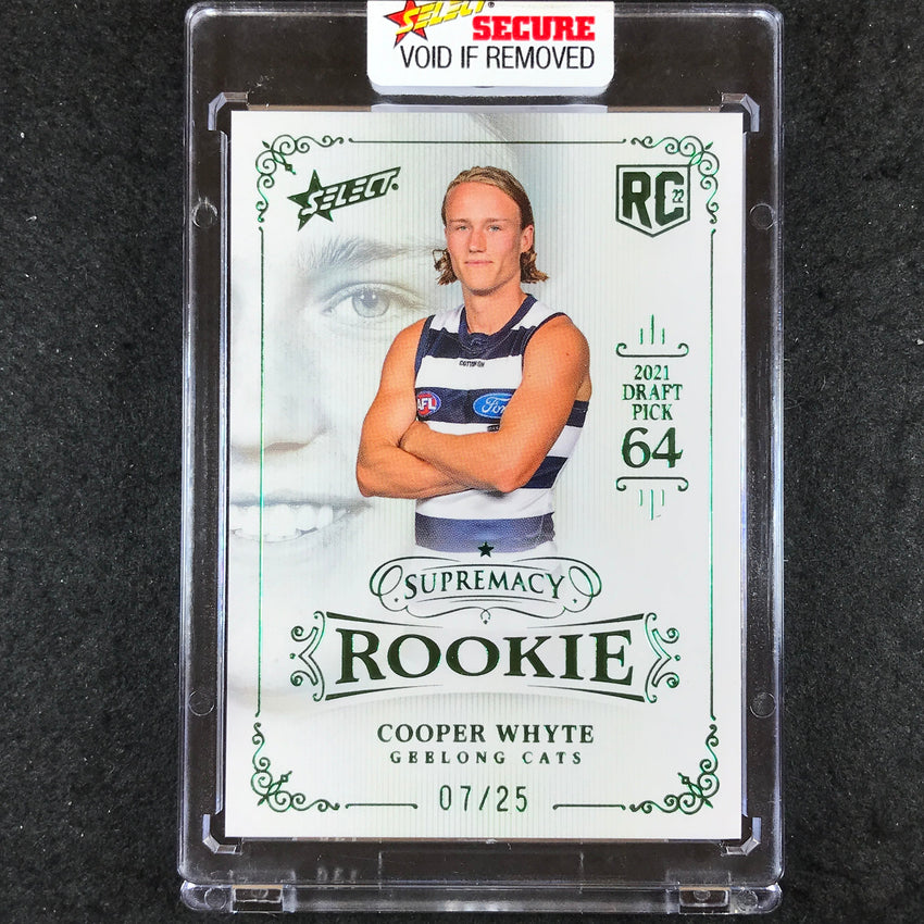 2022 Select AFL Supremacy Rookies COOPER WHYTE Platinum Green 07/25