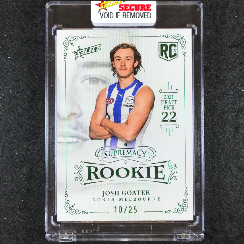 2022 Select AFL Supremacy Rookies JOSH GOATER Platinum Green 10/25