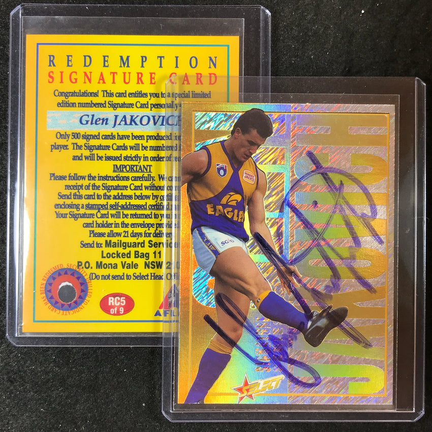 1995 Select AFL Series 1 GLEN JAKOVICH Signature 22/500