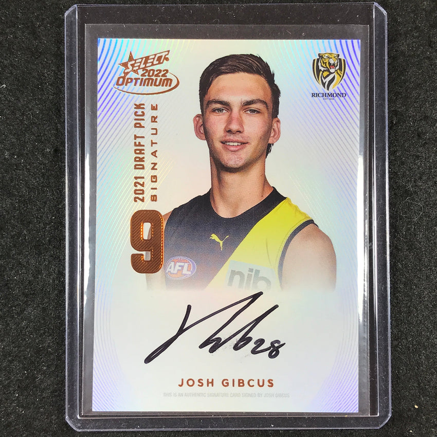 2022 Select AFL Optimum JOSH GIBCUS Draft Pick Signature Copper 28/170