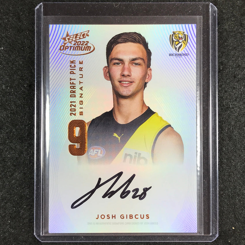 2022 Select AFL Optimum JOSH GIBCUS Draft Pick Signature Copper 104/170