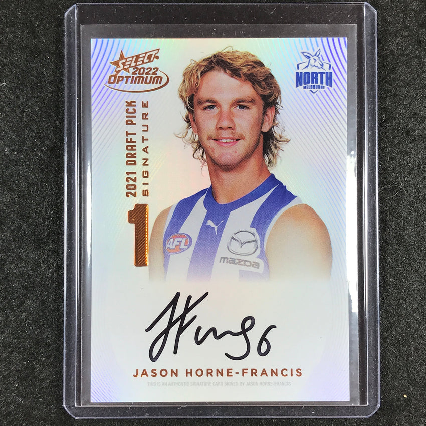 2022 Select AFL Optimum JASON HORNE-FRANCIS Draft Pick Signature Copper 22/170