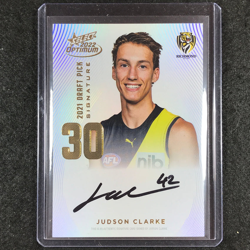 2022 Select AFL Optimum JUDSON CLARKE Draft Pick Signature Gold 56/85
